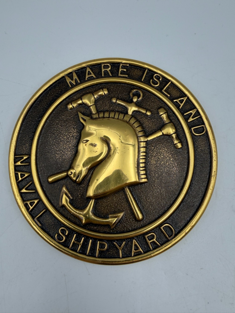 Brass Maritime Naval Crest Wall Plaque - Gold & Bronze